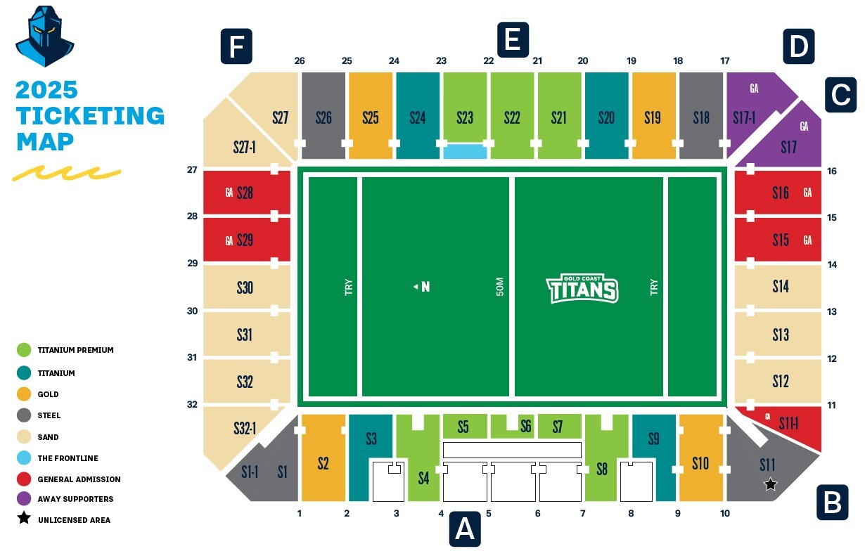 2025 Gold Coast Titans Ticket Map